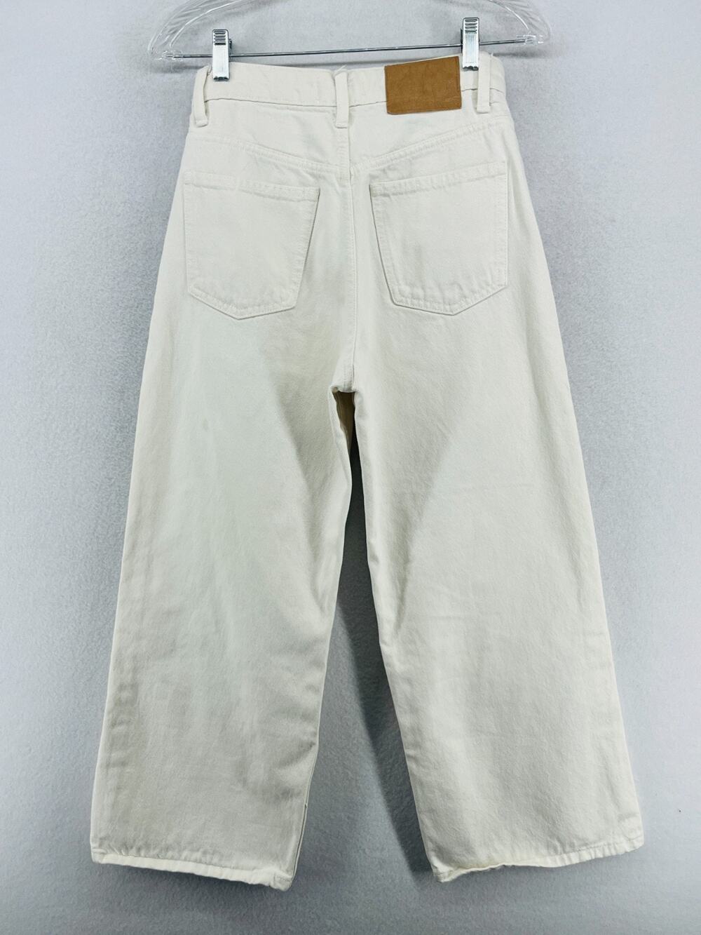 ZARA Jeans Womens 2 Denim Wide Leg High Rise Relaxed Fit Cotton Off White